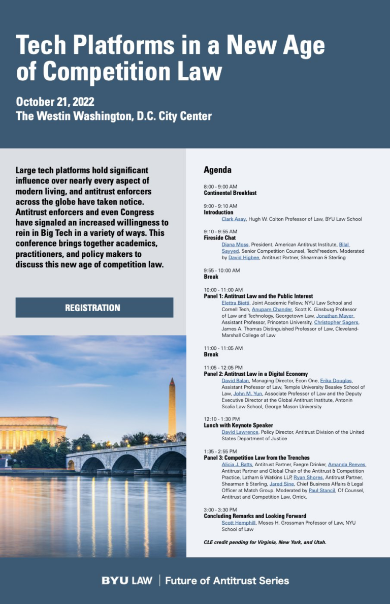 Free Antitrust Conference in DC on Tech Platforms in a New Age of